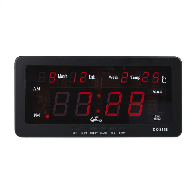 Ceas digital LED rosu, Caixing, afisaj 12h, calendar si temperatura — imagine 1