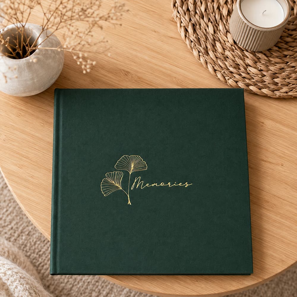 Album foto Procart premium memories, 500 fotografii 10x15, buzunare individuale, coperta verde cu imprimeu auriu — imagine 1