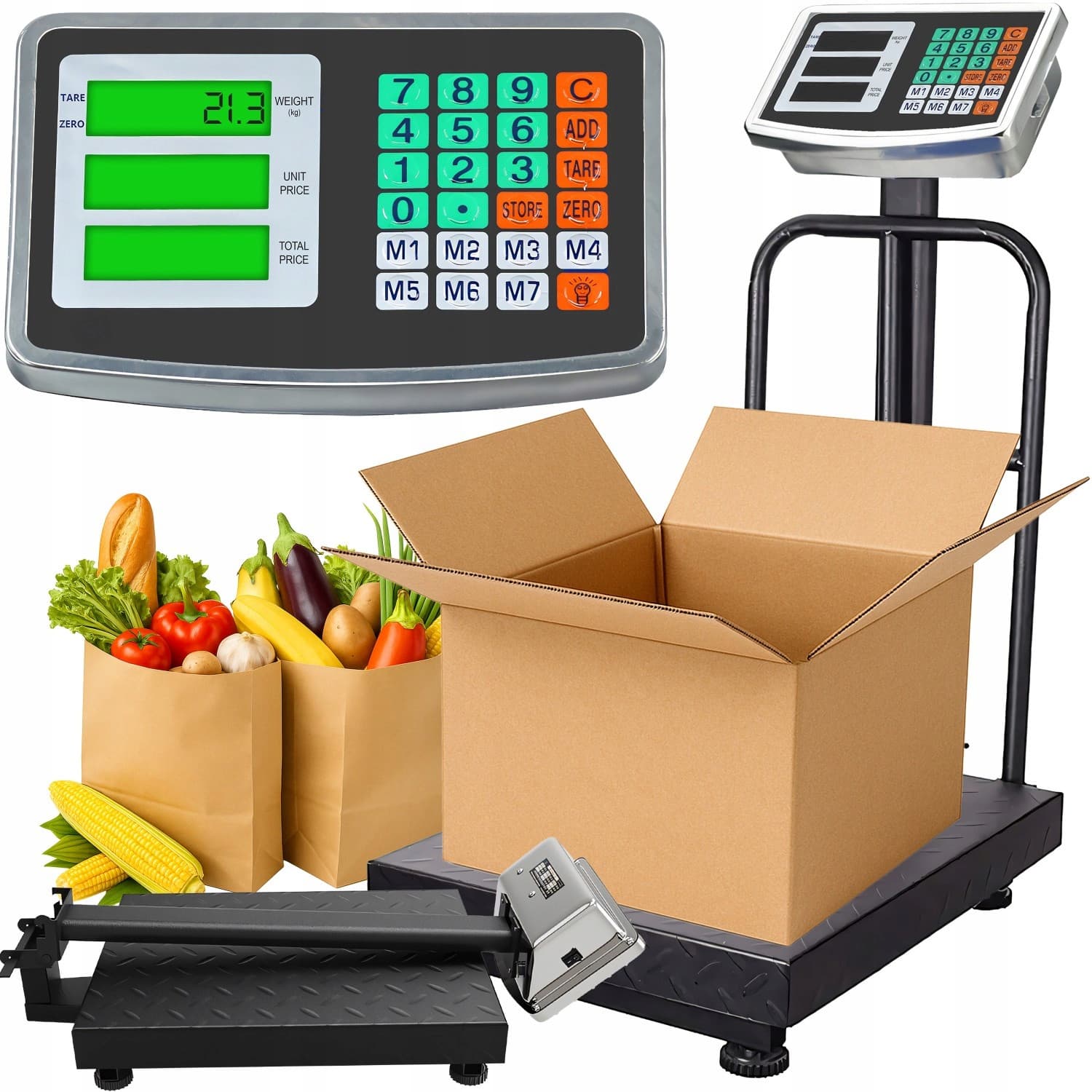 Cantar electronic comercial cu platforma 150 kg, precizie 50 g, LCD, Functie Tara si Zero — imagine 1