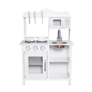 Bucatarie de joaca pentru copii Procart, Lemn si MDF, Alb, 60x30x85 cm