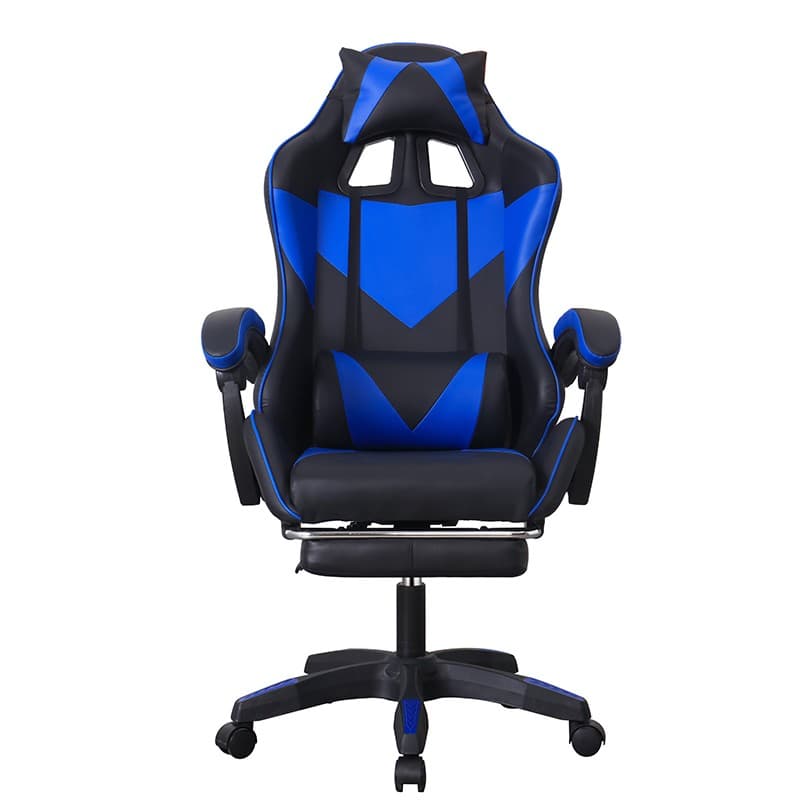 Scaun ergonomic de gaming Procart negru albastru cu tetiera si suport lombar — imagine 1