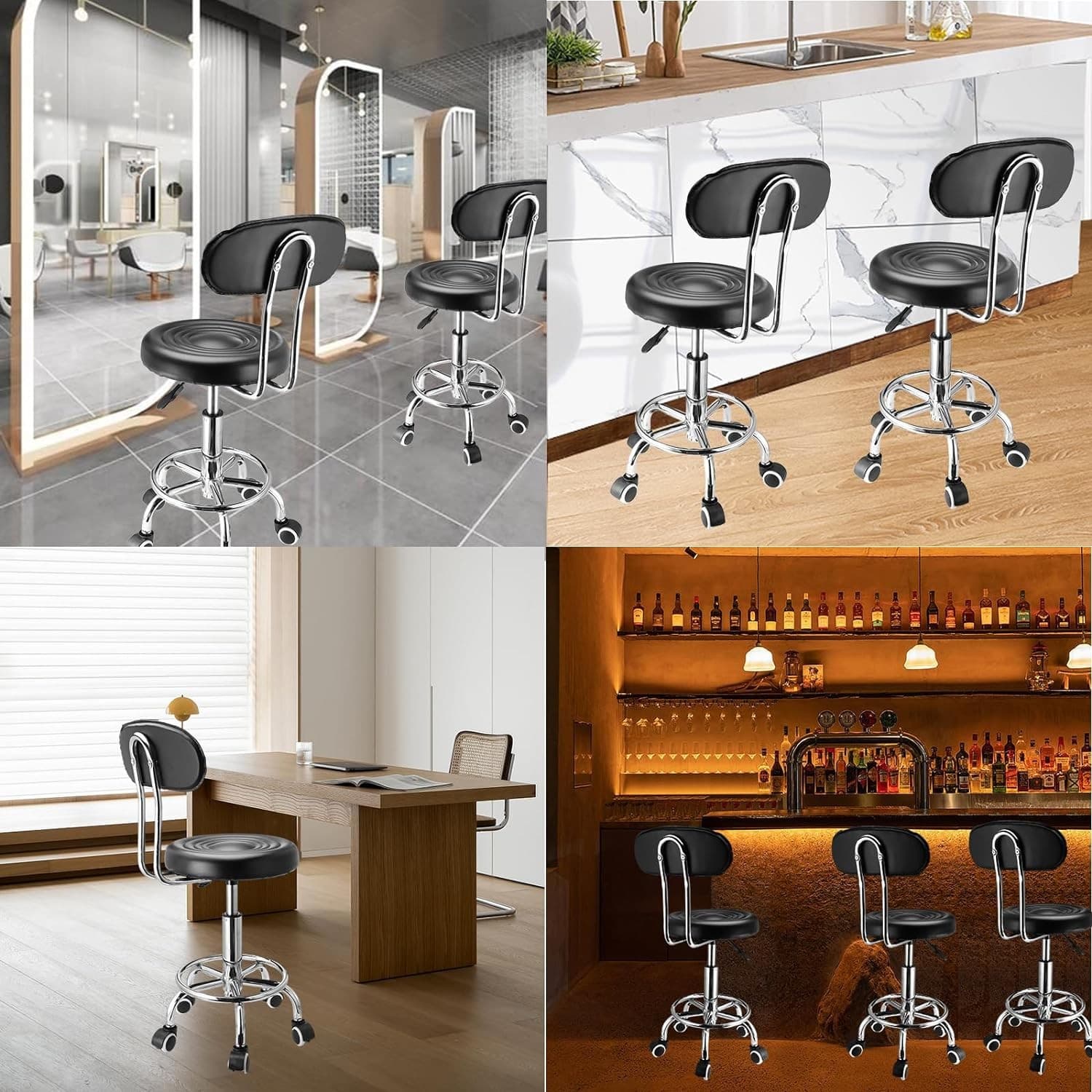 Scaune ergonomice set 2 fara manere, inaltime reglabila, baza cromata, Procart — imagine 3