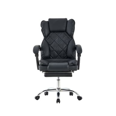 Scaun directorial Procart ergonomic negru cu suport picioare și spatar rabatabil