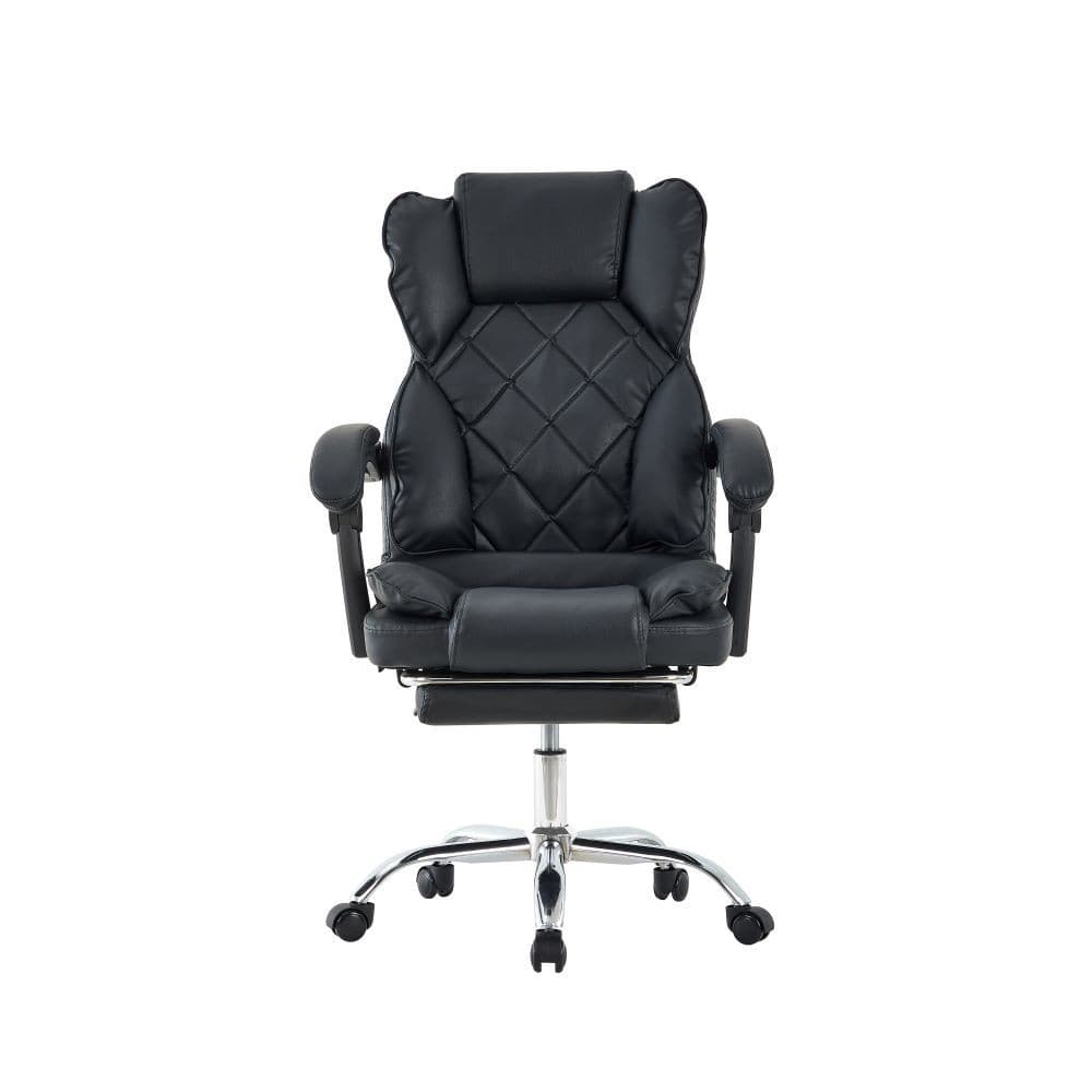 Scaun directorial Procart ergonomic negru cu suport picioare și spatar rabatabil — imagine 1