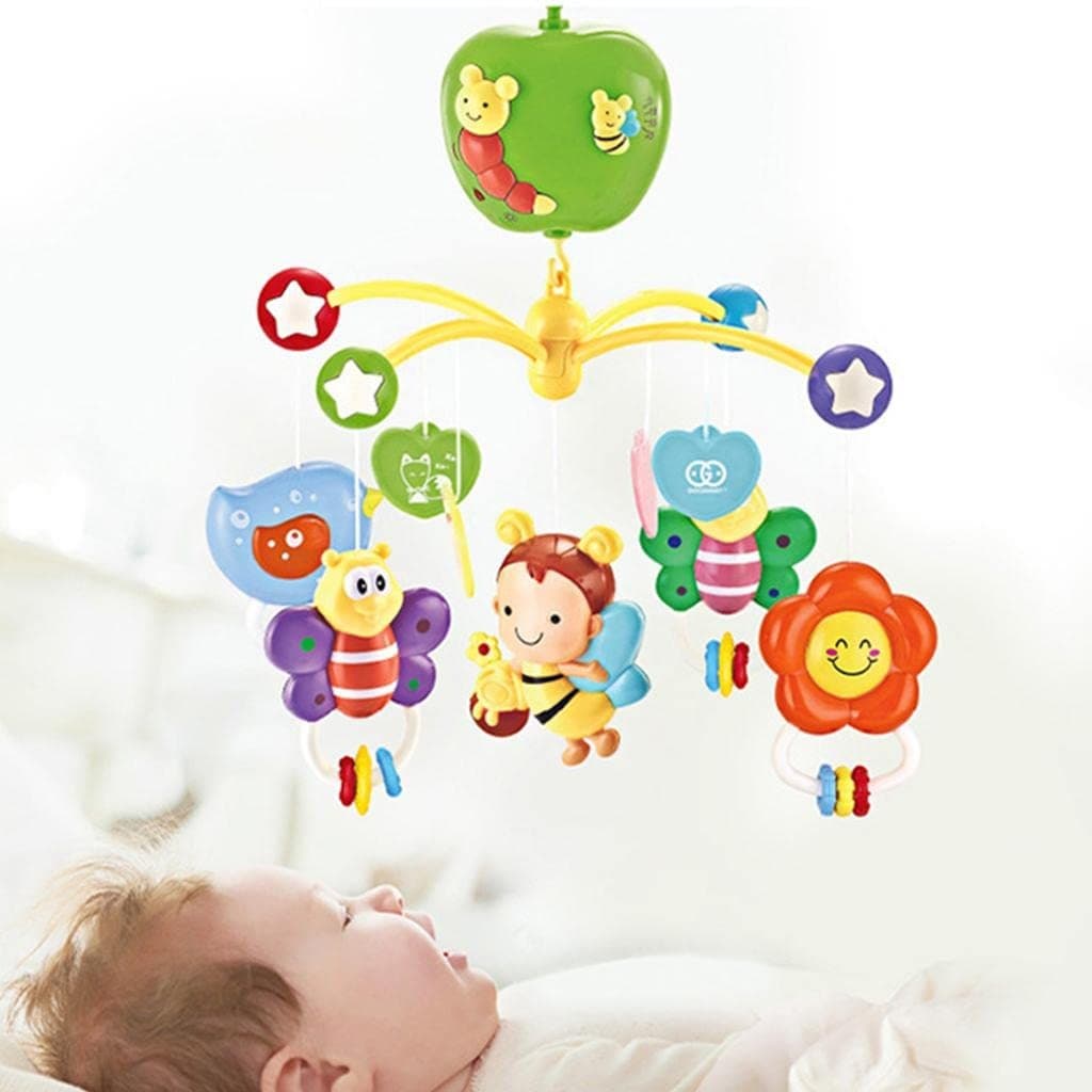 Carusel muzical pentru patut Procart rotativ timer 3 moduri muzicale figurine albinute multicolor — imagine 1
