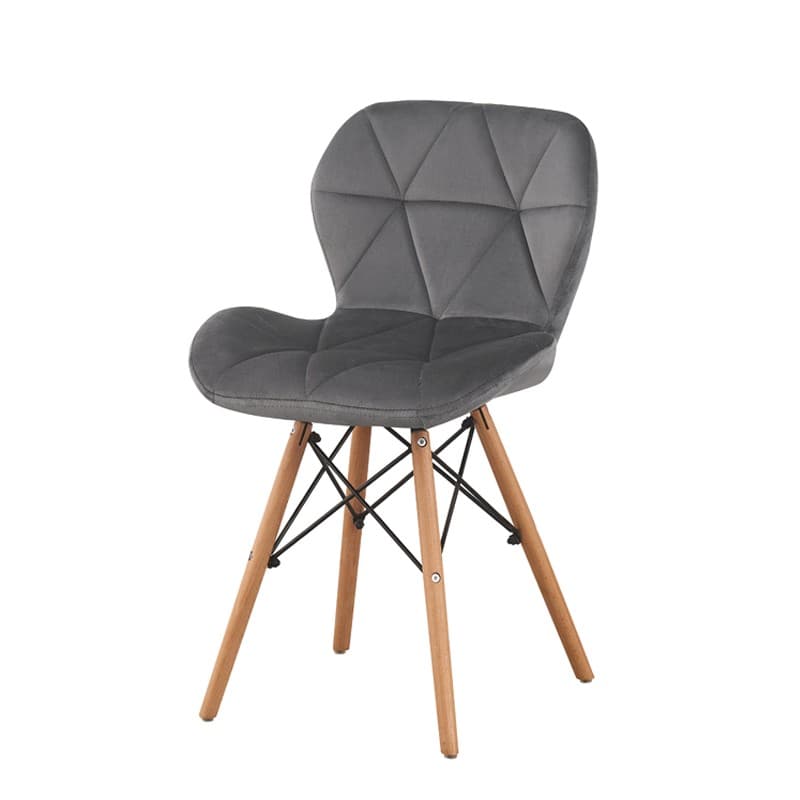 Scaun Procart bucatarie stil scandinav catifea gri cadru lemn — imagine 1