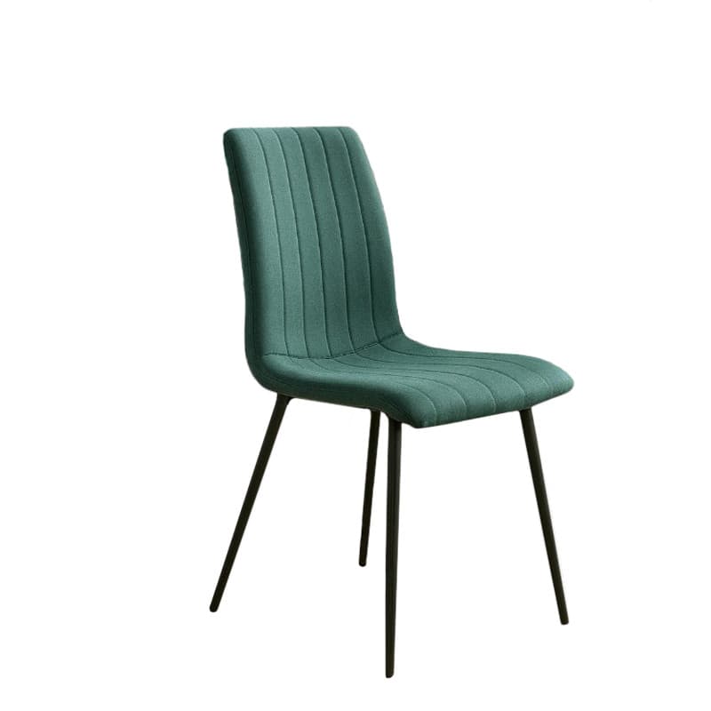 Scaun dining Procart tapiserie stofa verde, picioare metalice negre, stil elegant — imagine 1