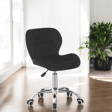 Scaun de birou in stil scandinav, Procart, negru, velur, baza otel cromat