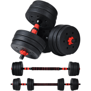 Set haltere si gantere Procart sarcina 2x10 kg, 12 discuri de greutati, negru/rosu