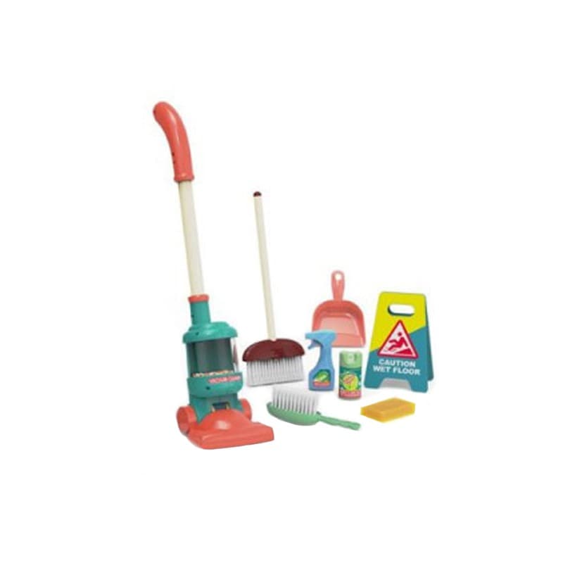 Set de curatenie pentru copii Procart 8 piese aspirator perii racleta lopatica multicolor — imagine 1