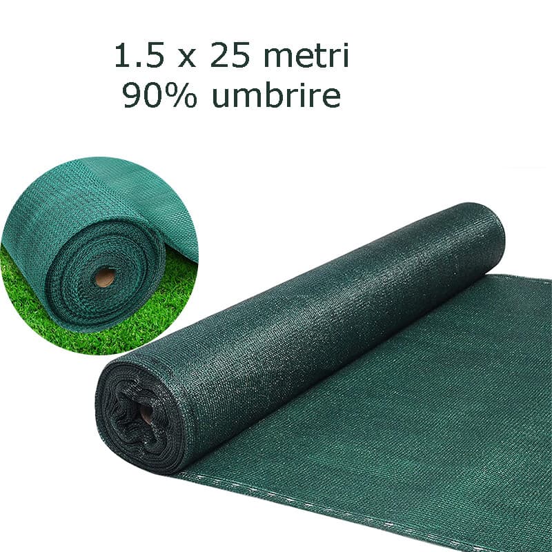 Plasa de umbrire solara Procart 1.5x25 metri, grad umbrire 90%, HDPE — imagine 1