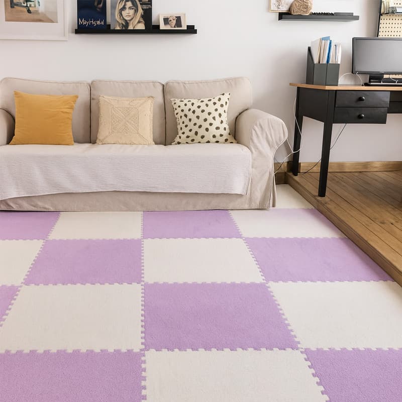 Covor puzzle pufos Procart 61.5x61.5x1.7 cm set 2 piese culoare light purple — imagine 1