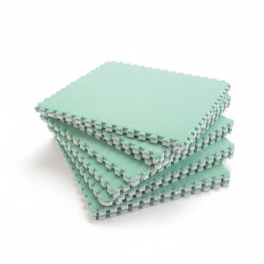 Covor puzzle pufos Procart 61.5x61.5x1.7 cm set 2 piese mint green