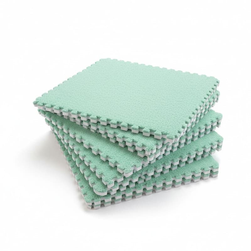 Covor puzzle pufos Procart 61.5x61.5x1.7 cm set 2 piese mint green — imagine 1