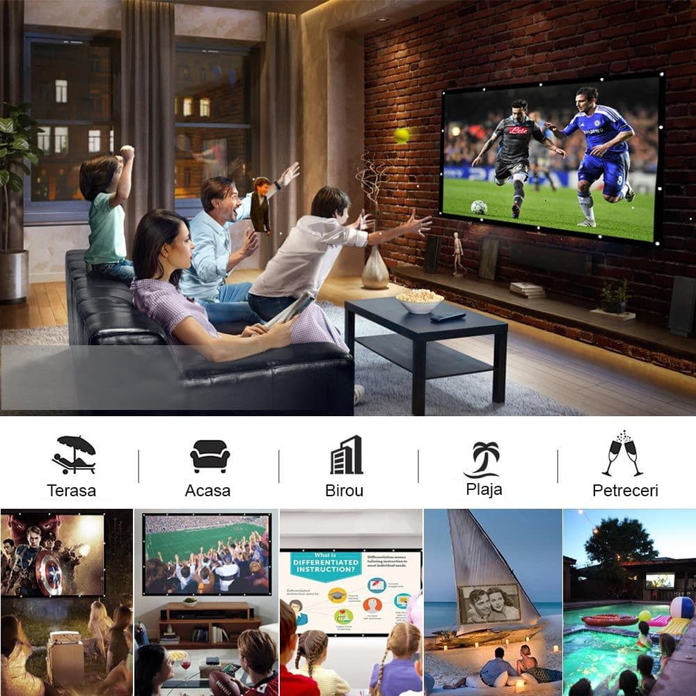 Ecran de proiectie Procart 120 inch 16:9 portabil fixare perete — imagine 1