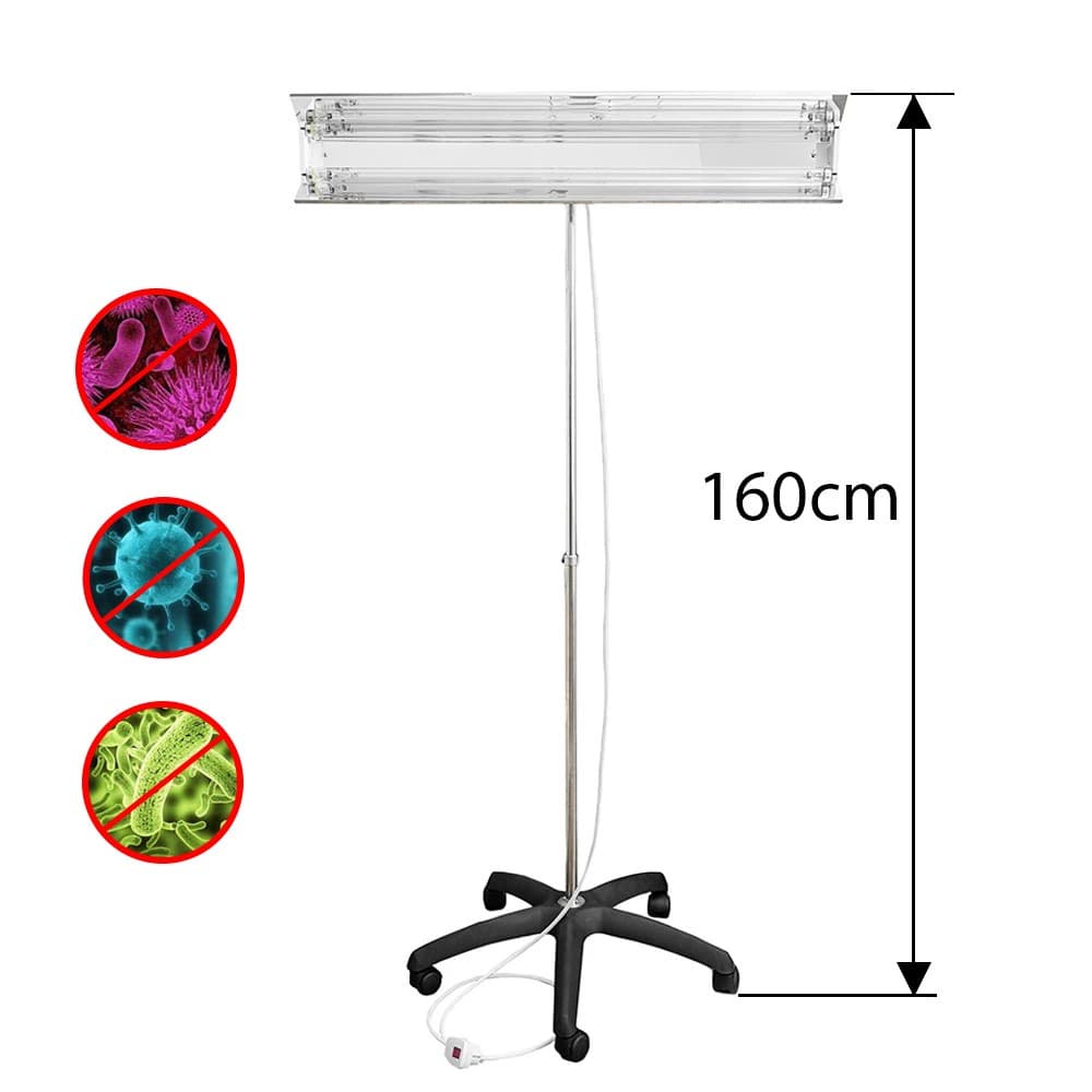 Lampa bactericida UVC portabila 2x55W cu stativ telescopic și reflector — imagine 1