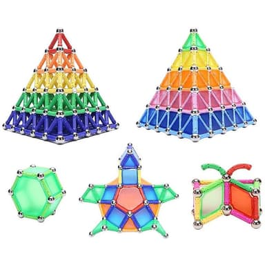 Set constructie magnetic 3D Procart 350 piese multicolor educativ interactiv