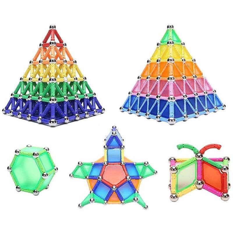 Set constructie magnetic 3D Procart 350 piese multicolor educativ interactiv — imagine 1