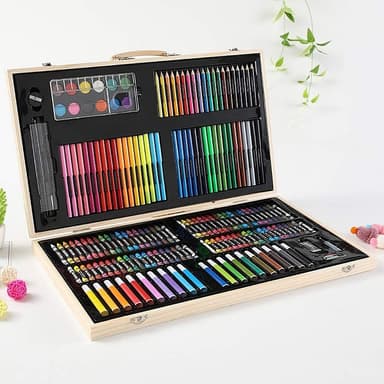 Trusa de pictura si desen Procart 180 piese cutie depozitare lemn