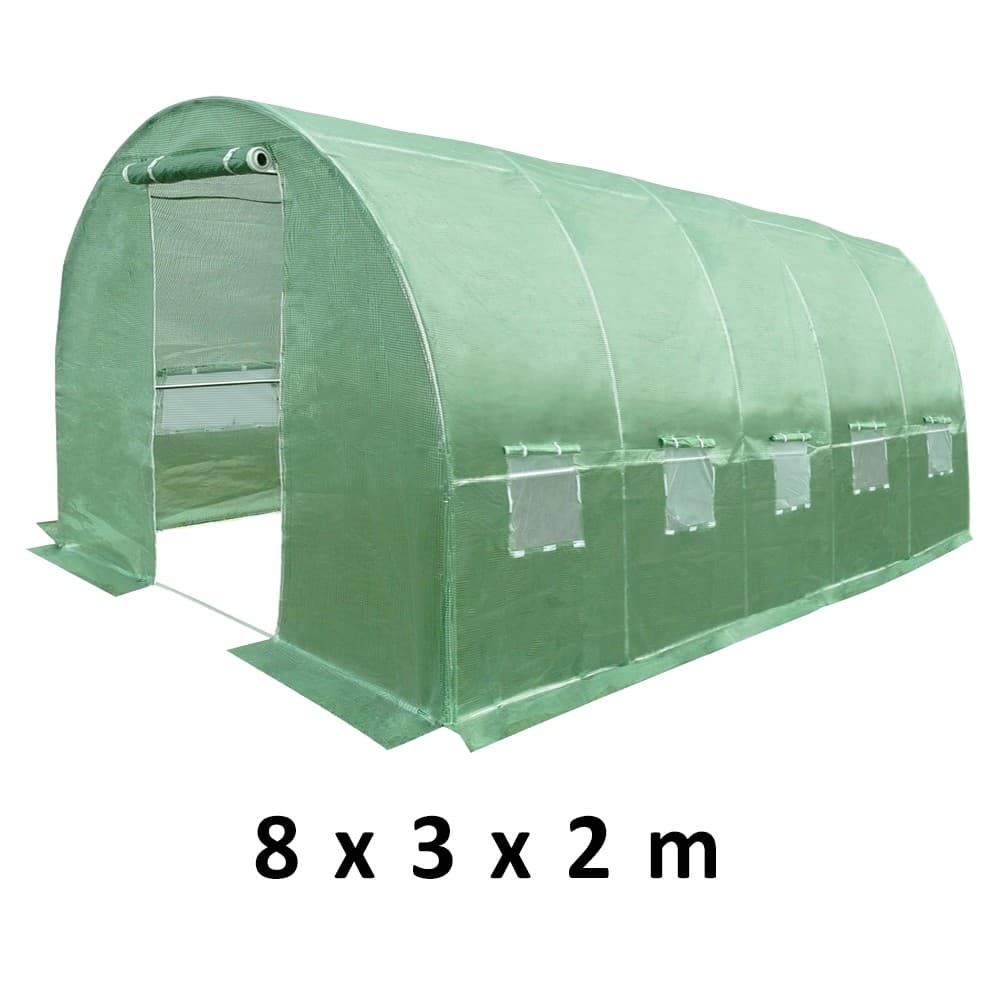 Sera solar tip tunel Procart 8x3x2 m cadru metalic folie UV4 10 ferestre — imagine 1