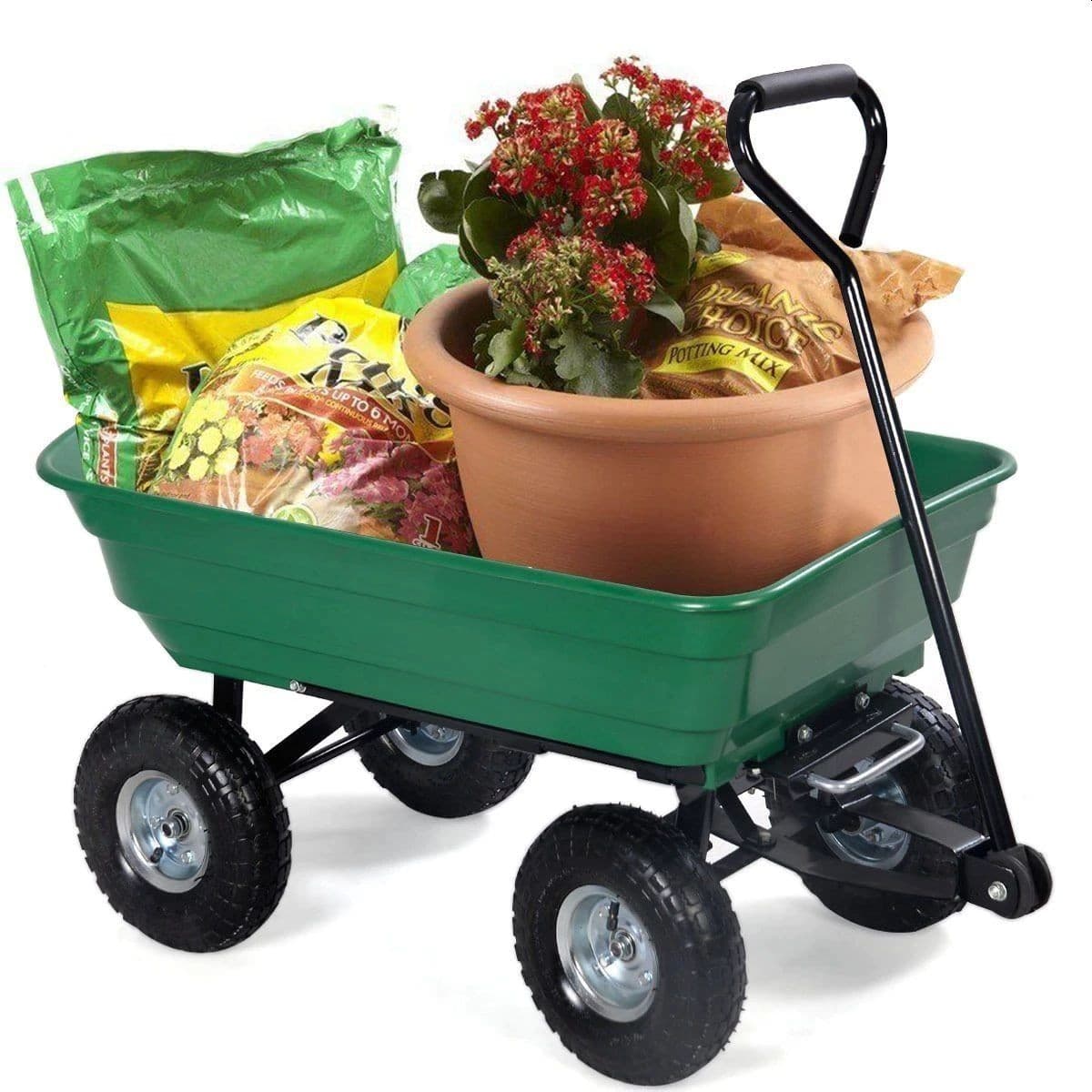 Carucior de gradina Procart sarcina maxima 300 kg cupă rabatabilă maner lung cu burete antiderapant — imagine 1