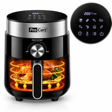 Friteuza cu aer cald Procart 1200 W, capacitate 2.5 L, display digital LED