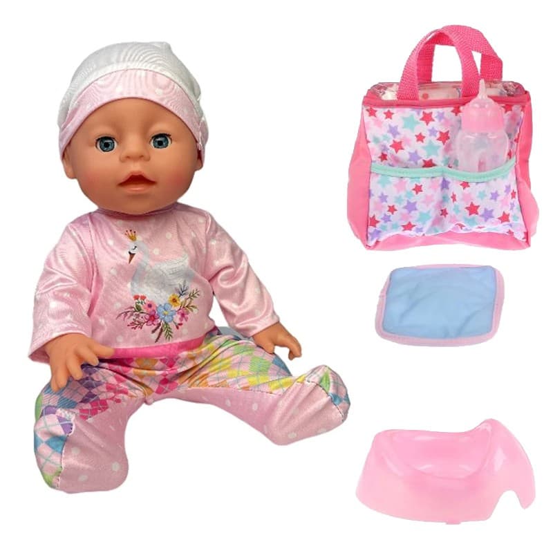 Papusa interactiva Procart Bebeluș care bea apa si face pipi, 35 cm — imagine 1