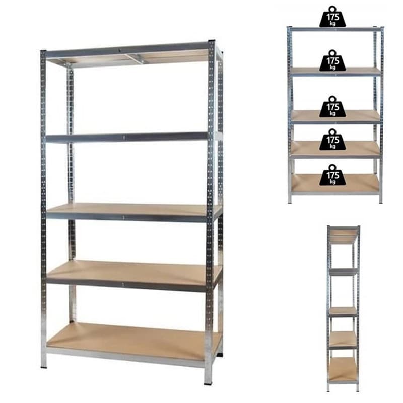 Raft metalic Procart cu 5 polite, capacitate 175kg/polita, total 875 kg, cadru otel, 180x90x40 cm — imagine 1
