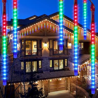 Instalatie decor Craciun Procart 8 turturi meteori 288 LED multicolore 2.3 m