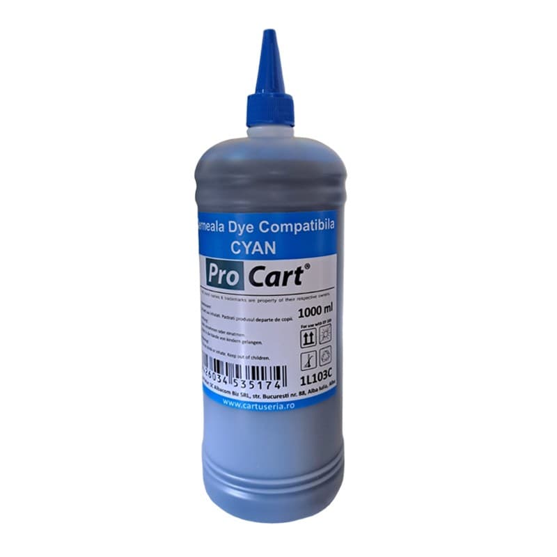 Cerneala Procart compatibila Epson L102, L103, L105, L106 Cyan, 1 Litru — imagine 1