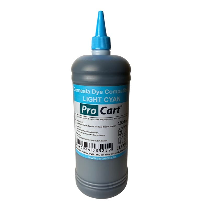 Cerneala Procart Dye compatibila Epson L Light Cyan 1 Litru — imagine 1