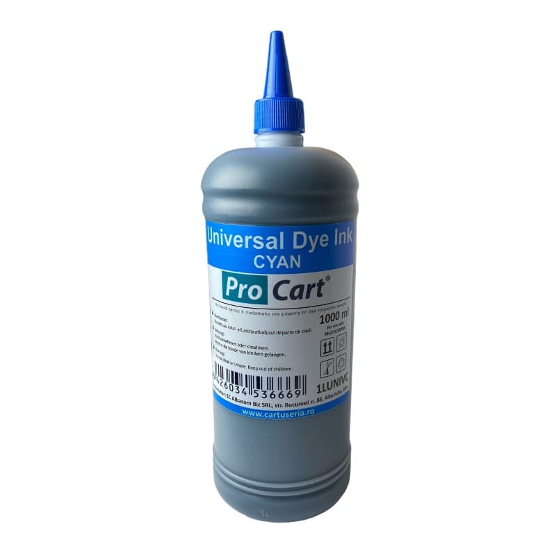 Cerneala Procart Universal Dye Cyan 1 Litru pentru HP Canon Epson Brother — imagine 1