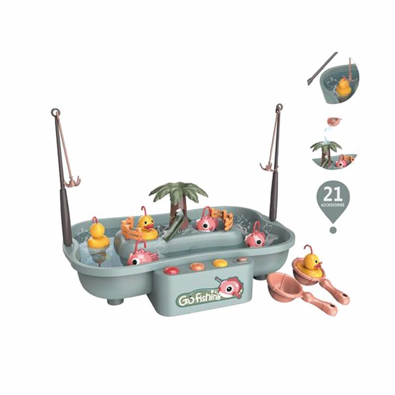 Set de pescuit rotativ Procart 6 melodii, 21 accesorii, gri — imagine 1