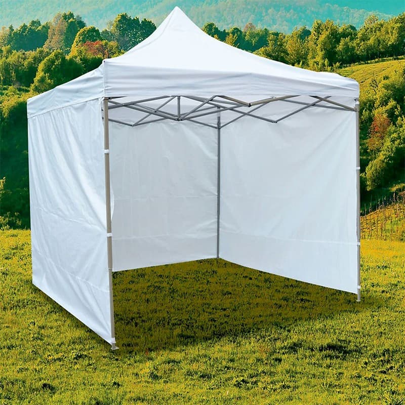 Cort de gradina Procart 3x3x3 m, 3 pereti laterali, cadru otel, alb — imagine 1