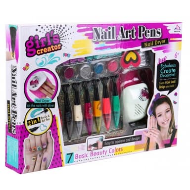Kit pentru pictat si decorat unghiile Procart 7 markere, lampa, multicolor
