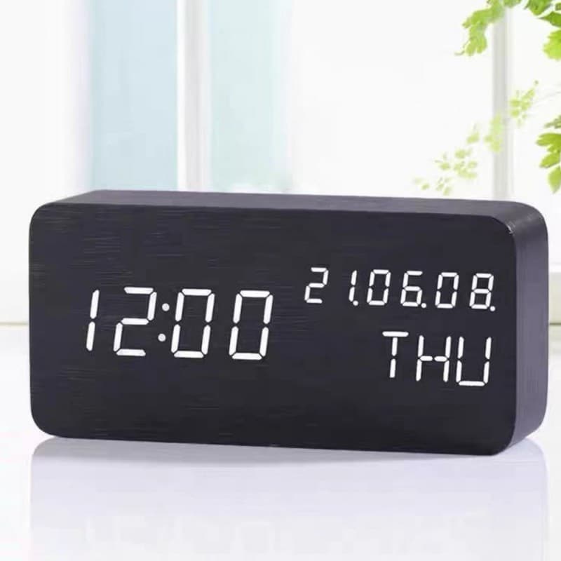 Ceas digital LED Procart cu alarma, afisaj ora data temperatura — imagine 1