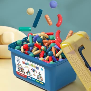 Set magnetic de constructie Procart 136 piese multicolor, cutie depozitare