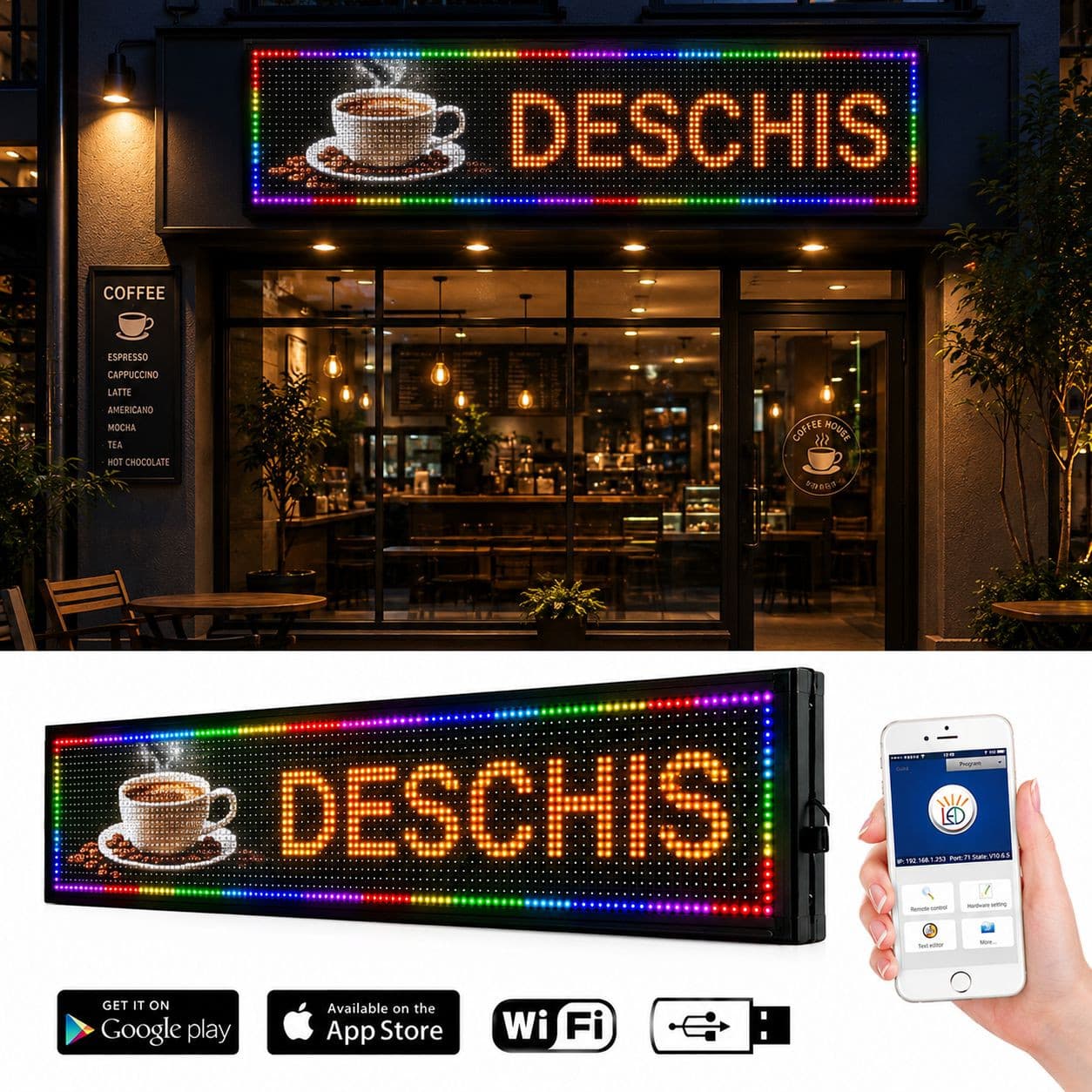 Reclama luminoasa LED RGB 100x20 cm Procart — imagine 1