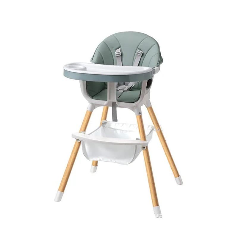 Scaun masa 3 in 1 Procart cu tavita dubla, suport reglabil, piele ecologica, alb si verde menta — imagine 1