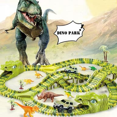 Pista circuit masinute Procart Dino Park 8 dinozauri masinuta electrica off-road 240 piese flexibile