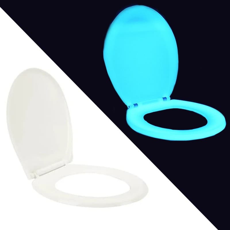 Capac de WC fosforescent Procart, lumineaza turcoaz in intuneric, soft close — imagine 1