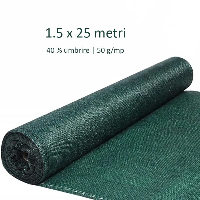 Plasa de umbrire Procart 1.5x25 m 40% umbrire HDPE — imagine 1