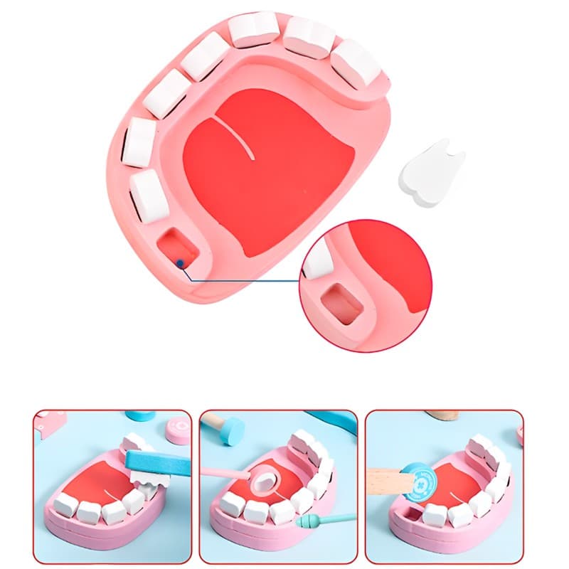 Jucarie Trusa Stomatolog Copii Procart set din lemn cu accesorii — imagine 1
