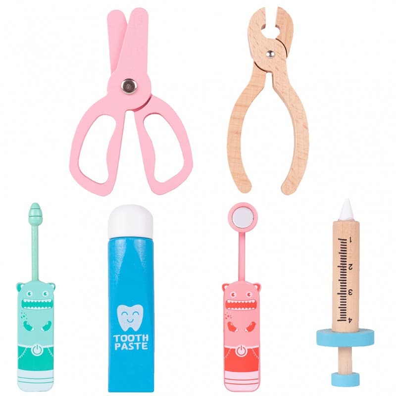 Jucarie Trusa Stomatolog Copii Procart set din lemn cu accesorii — imagine 2