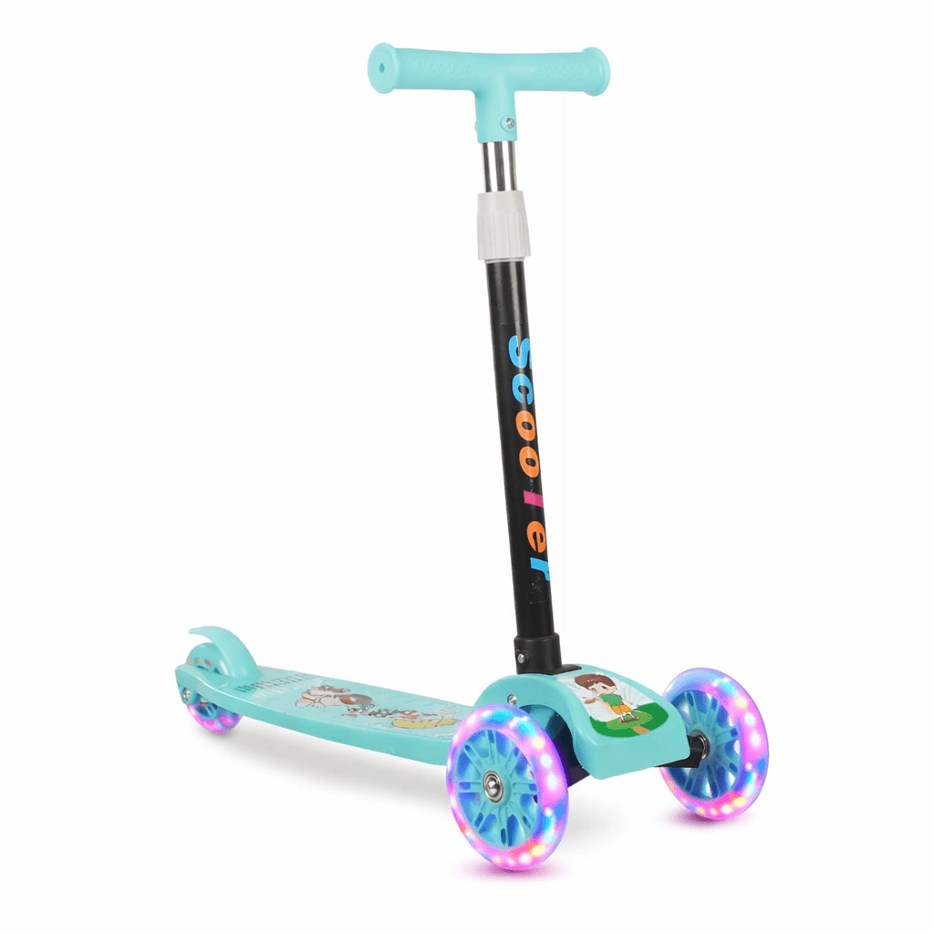 Trotineta pliabila Procart 3 roti lumini LED multicolore reglare inaltime verde — imagine 1