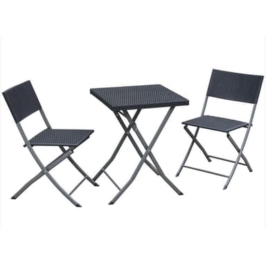 Set mobilier gradina pliabil, Masa si 2 scaune, Metal Polyrattan, Gri Antracit