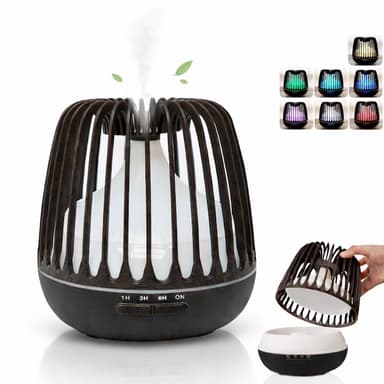 Difuzor Aromaterapie/Umidificator Macvi cu Lampa 7 Culori, 500 ml, Negru
