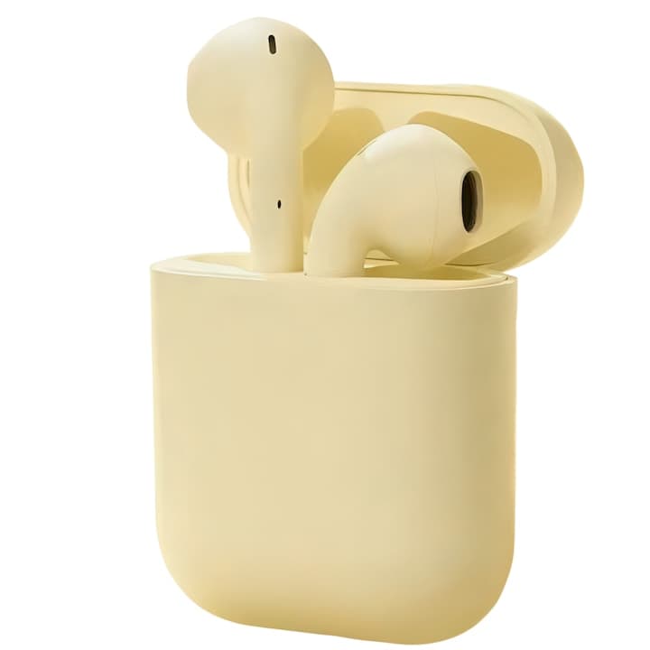 Casti wireless Macvi Freepods i18 Bluetooth 5.0 Touch Control HiFi Sound galben — imagine 1