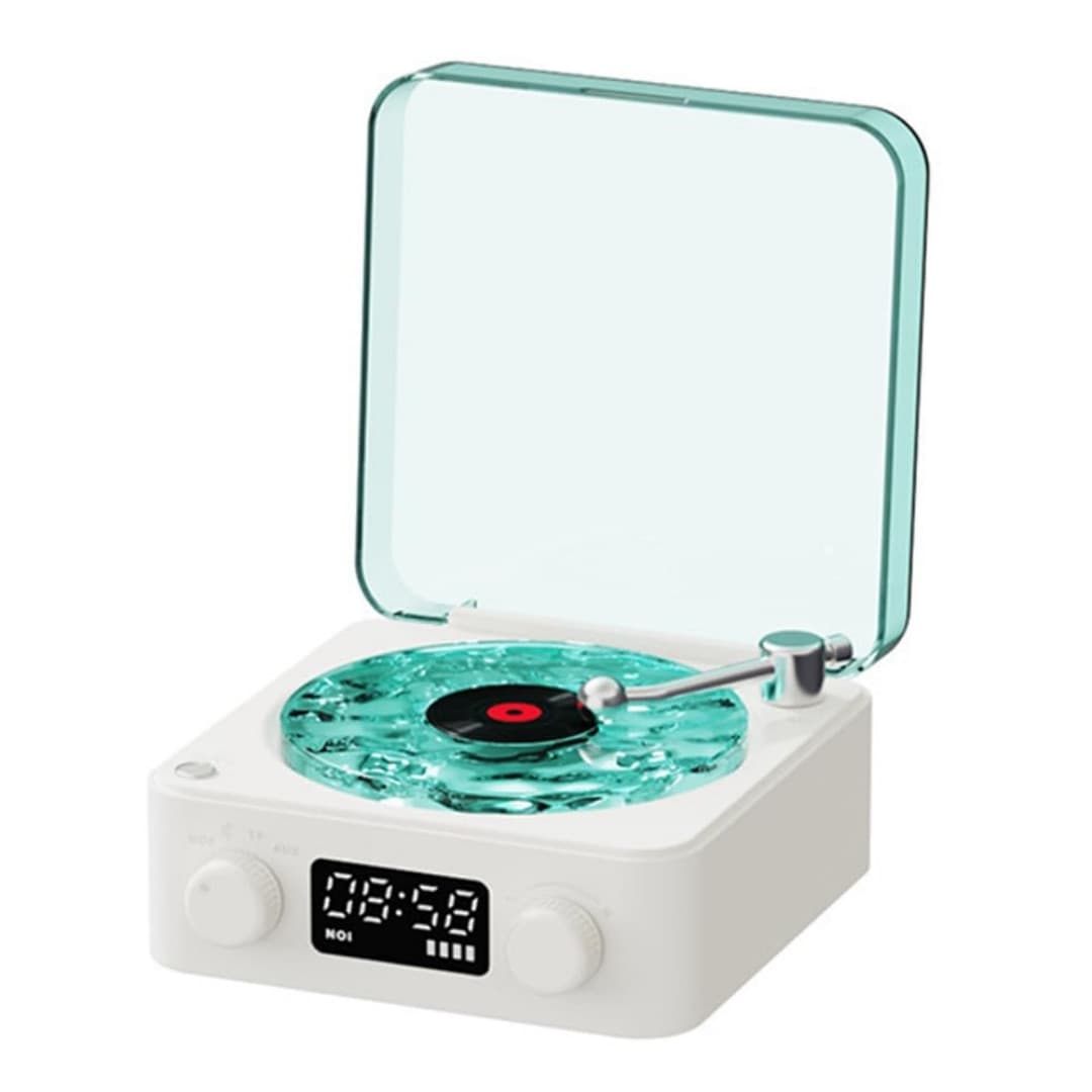 Boxă Bluetooth Macvi Retro cu Lumini Ambientale si Sunete ale Naturii 5W 1500mAh Alb — imagine 1