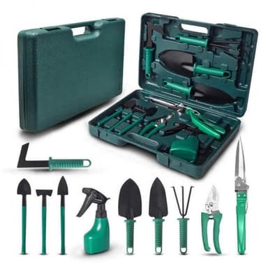 Set accesorii gradinarit Macvi 10 piese unelte din inox si plastic